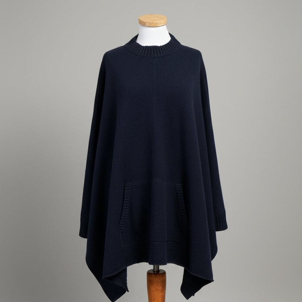 Chloe navy cashmere sweater cape, size M/L